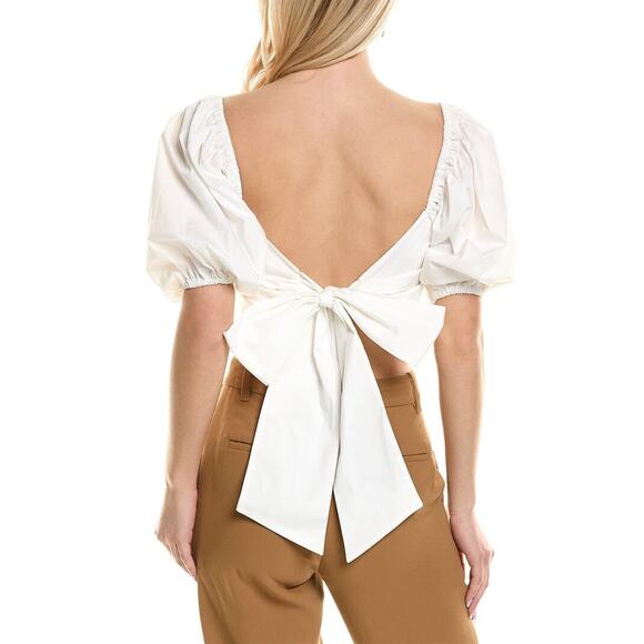 Ramy Brook Parker Top Low Back Bow Puff Sleeve Ivory- S - Picture 2 of 2